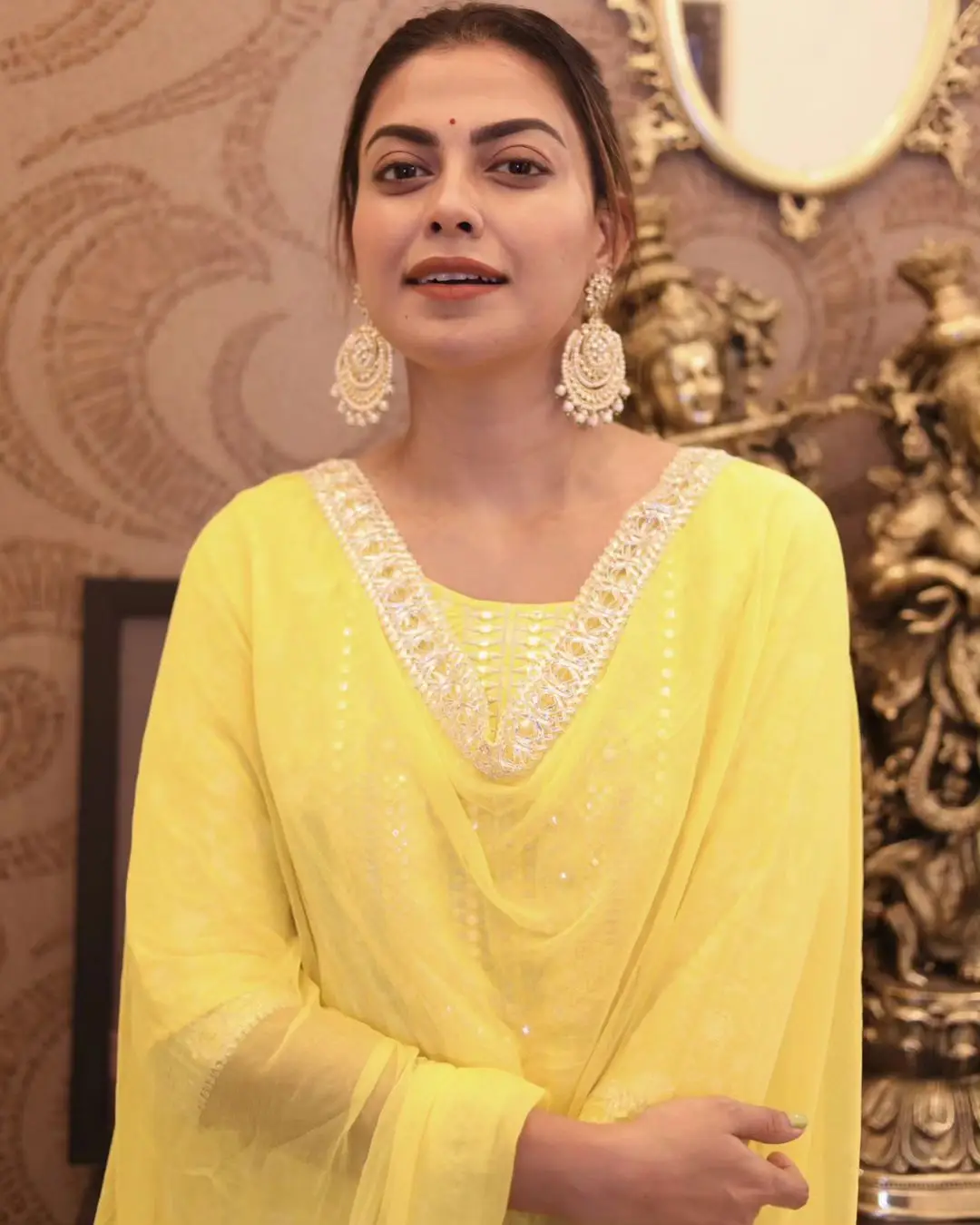 Anusree Nair In South Indian Traditional Yellow Gown